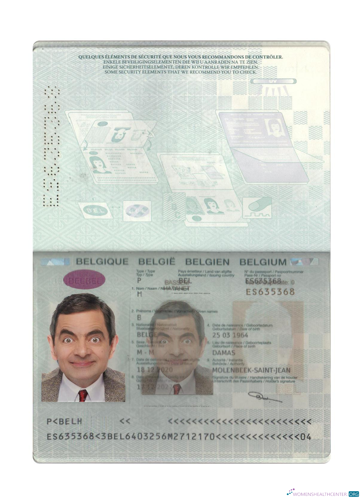 Download Belgium passport 2020 present Photoshop template